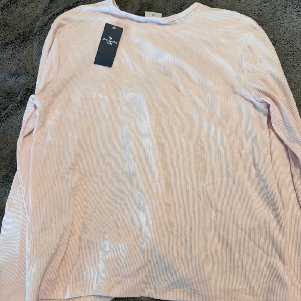 Abercrombie Kids Ribbed Light Pink Long Sleeve Knotted Top NWT 13/14 - Picture 5 of 5